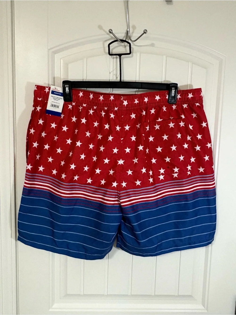 Men's Red & Blue Star Stripe Swim Board Shorts